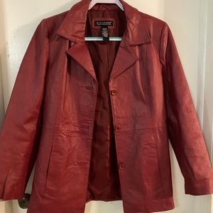 Red dialogue leather jacket